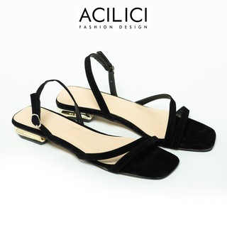 Giày sandal nữ ACILICI 2 dây nhung đế bằng thời trang fom chuẩn size 35-40_TC011 thumbnail