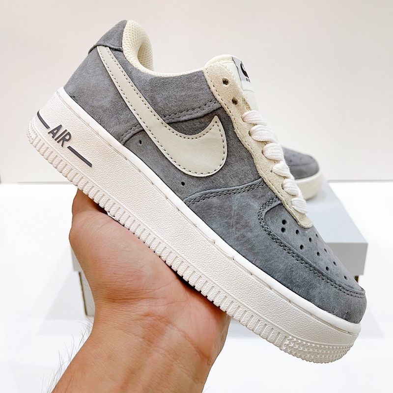 Giày sneaker Air force 1 Grey Pavy Tale ( Af1 Xám da lộn ) - Bản chuẩn đẹp fullbox
