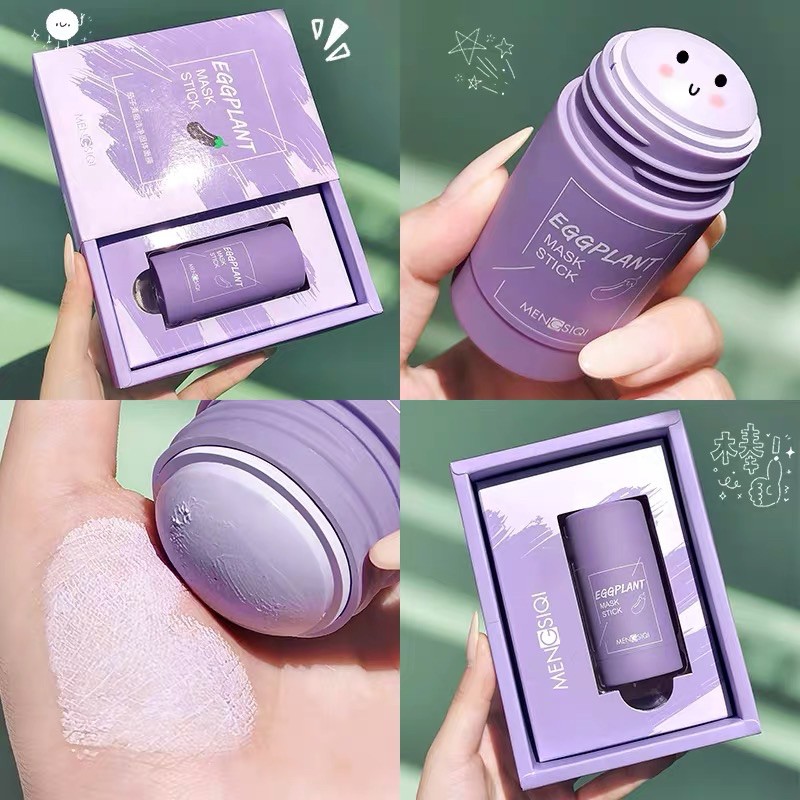 HOT TAOBAO — Mặt Nạ Bùn Dạng Thỏi Sáp Lăn Cà Tím & Matcha Trà Xanh MENGSIQI MASK STICK Tiêu Diệt Mụn Đầu Đen Trắng Da