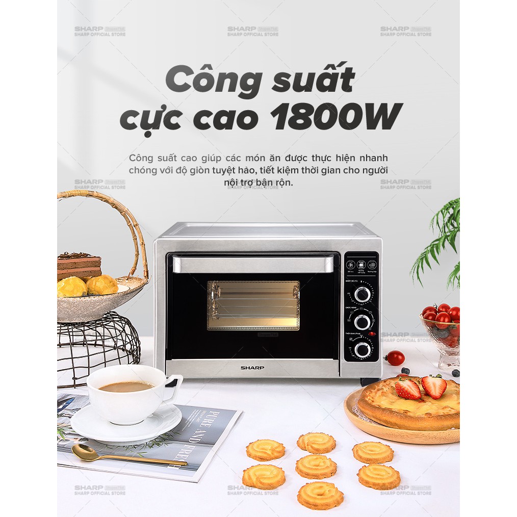 [Mã ELBAU10 giảm 10% đơn 500K]Lò Nướng Điện Sharp EO-A383RCSV-ST 38L