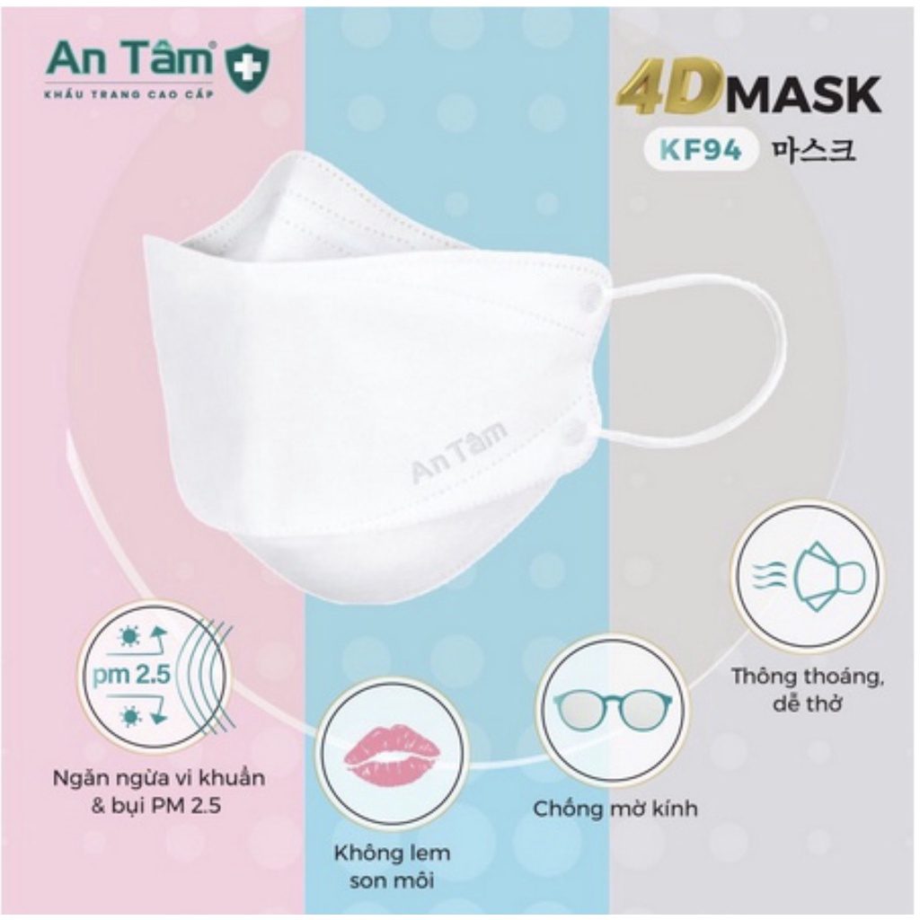 Khẩu Trang KF94 Cao Cấp Kháng Khuẩn 4D Kháng Khuẩn MASK Chống Bụi Mịn Hàn Quốc