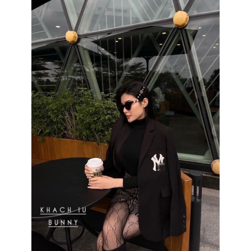 Áo khoác vest phôm rộng phủ mông 2 nút NYC