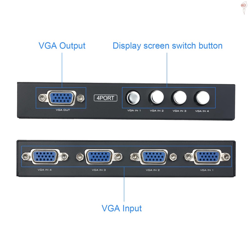 Bộ Chia 4 Cổng VGA 1-Out Cho Màn Hình LCD PC TV 1920x1440 | BigBuy360 - bigbuy360.vn