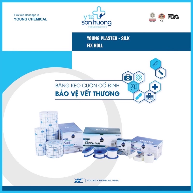 Băng keo cuộn co giãn Young Fix Roll bảo vệ vết thương thông thoáng