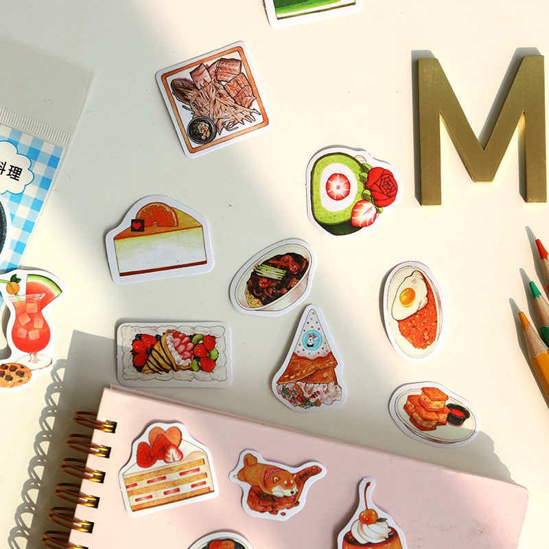 Set 100 hình dán sticker hình thức ăn food