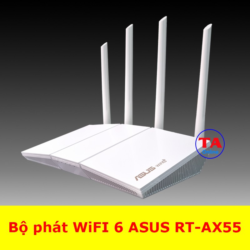 Router Wifi ASUS RTAX55 AX55, Băng tầng kép, Chuẩn AX1800, Chíp xử lý quadcore1,5Ghz
