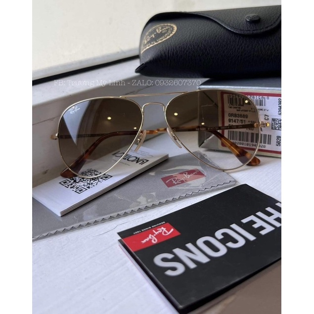 Kính mát Rayban RB3689 9147/51 Aviator.