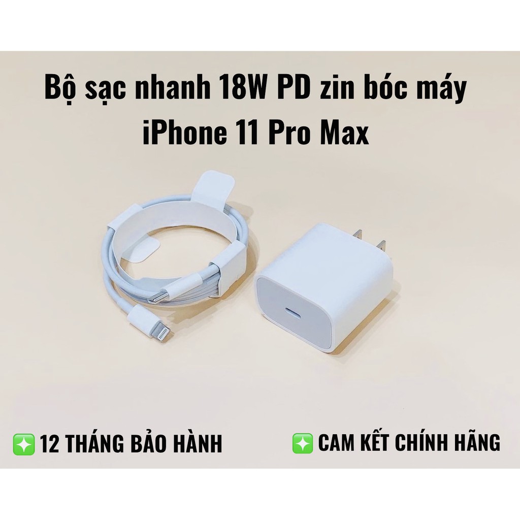 Bộ Sạc Nhanh 18W Cho IPhone 11/ 11 Pro Max/ X/ XS Max/ 8/ 8 Plus hàng chính hãng - BH 12 tháng