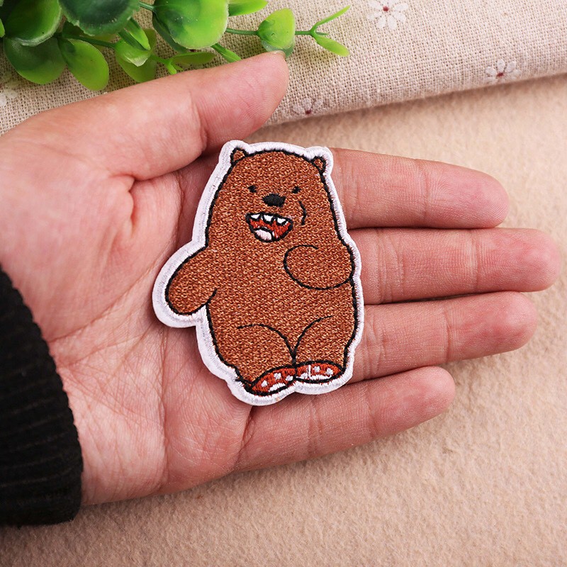 Patch Ủi Áo Hình Chú Gấu Đáng Yêu Sticker Logo Cho Quần Áo