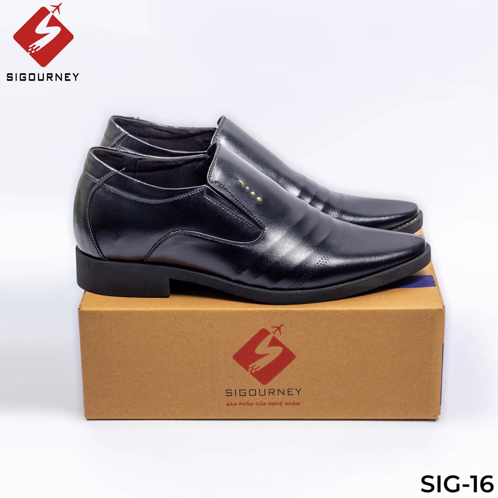 Giày tăng chiều cao nam 6cm dành cho dân công sở SIGOURNEY SIG-16 màu đen