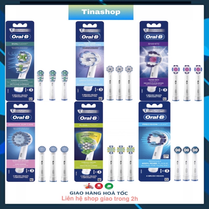 Set 3 đầu bàn chải điện thay thế Oral B nhiều loại