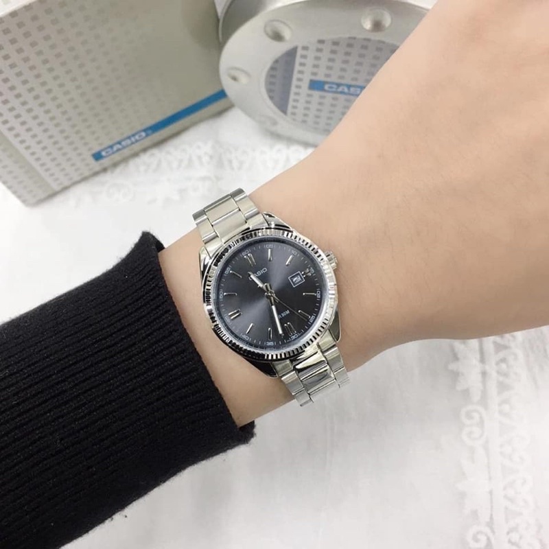 Đồng hồ Đôi nam nữ CASIO MTP/LTP-1302D-1A2V, đồng hồ chính hãng, dây thép màu bạc