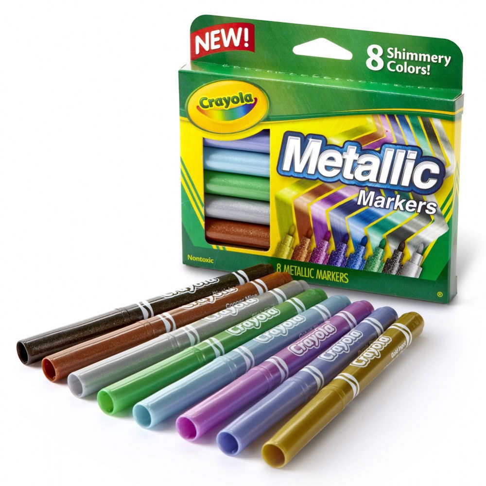 BỘ 8 CÂY BÚT NHŨ ÁNH KIM CRAYOLA METALLIC MARKERS SHIMMERY COLORS