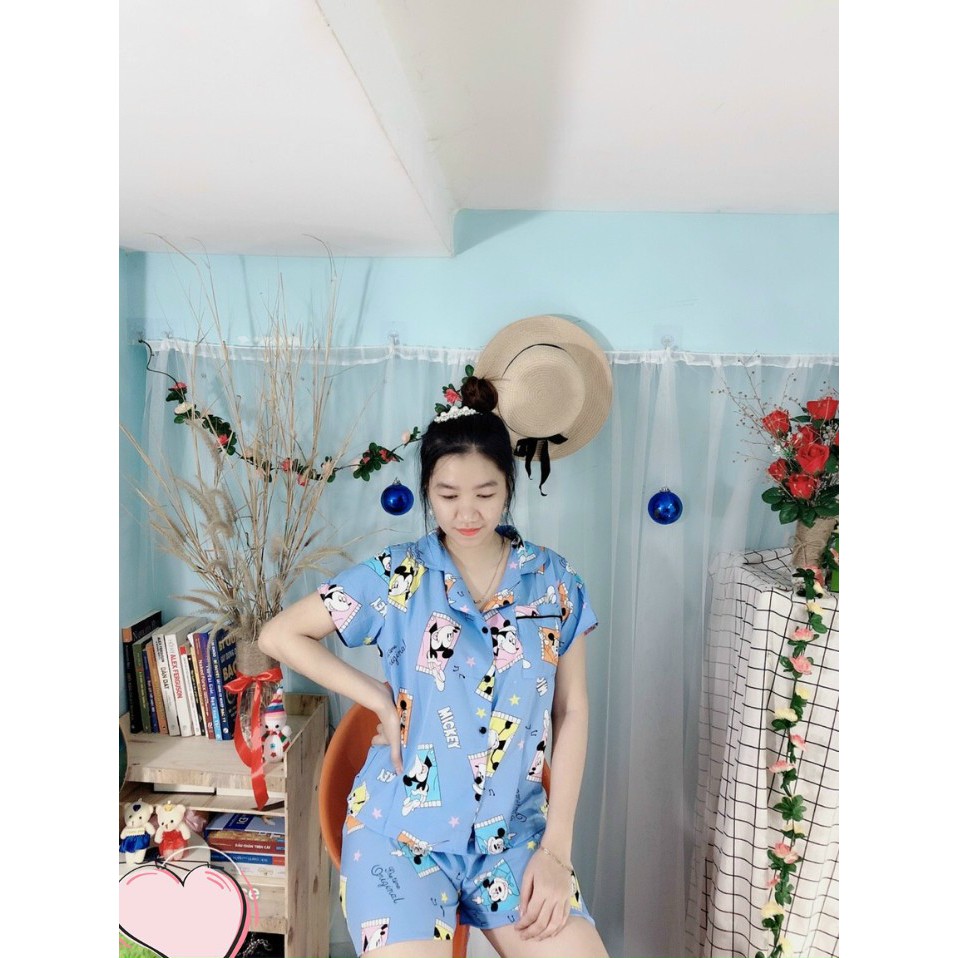 MỚI VỀ (35-52kg)BỘ ĐÙI PIJAMA NỮ VẢI LỤA HÀN MẶC NHÀ | BigBuy360 - bigbuy360.vn