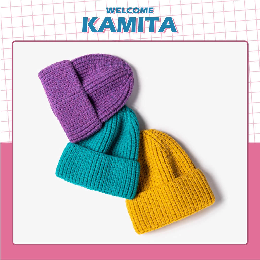Mũ Len Dài Beanie Trơn Cao Cấp KAMITA Thời Trang Hàn Quốc, Nón Len Đẹp Unisex Nam Nữ Giá Rẻ Mùa Đông Nhiều Màu ML31