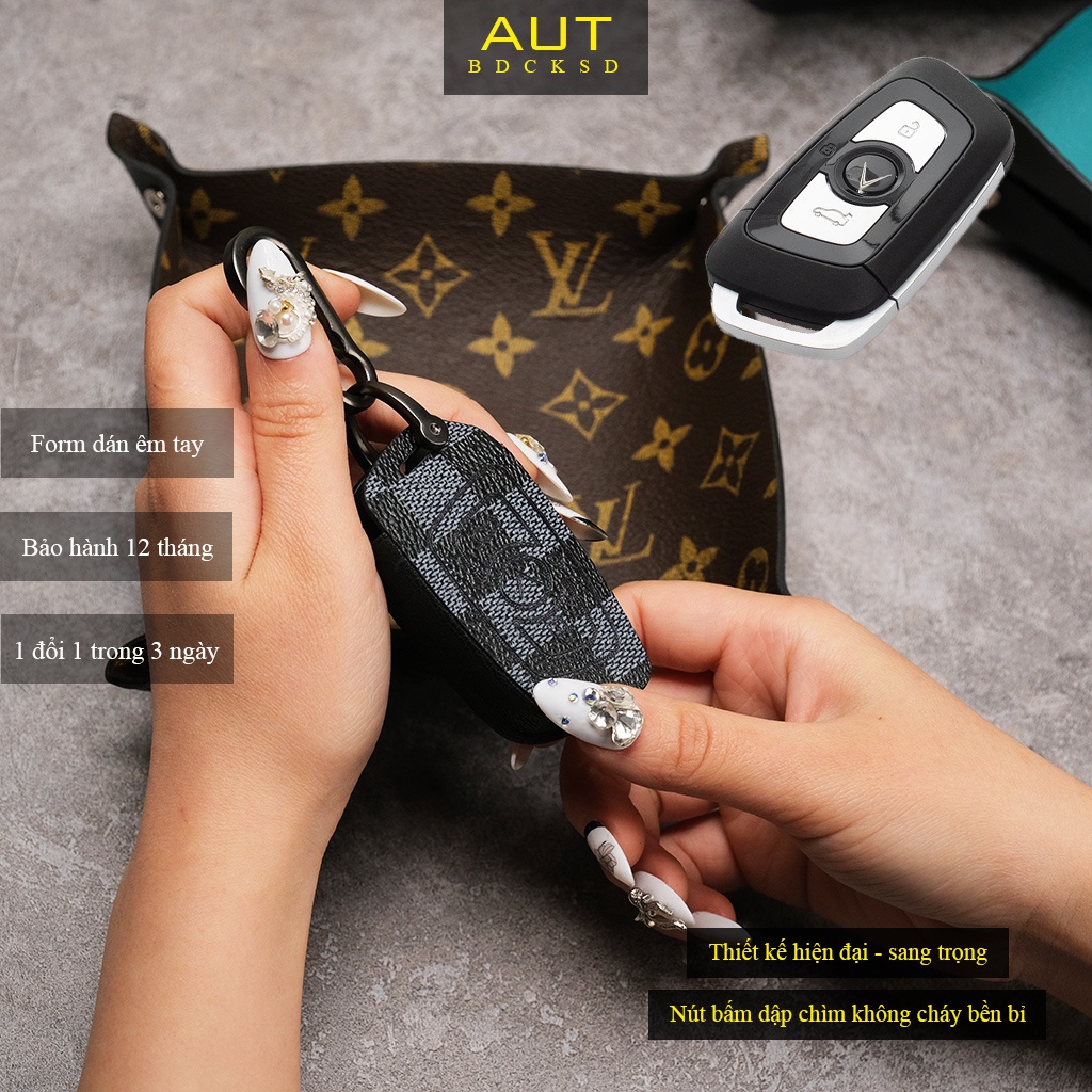 Bao da bảo vệ chìa khoá xe Vinfast Lux A LuxSA LV handmade VL CD