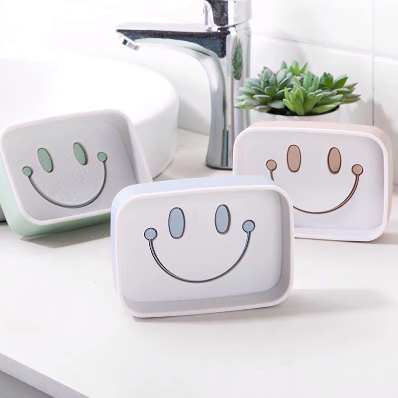 [Loại tốt] Khay Để Bánh Xà Phòng 2 Lớp Đáy Kín Hình Mặt Cười [ĐỂ TRÊN BỀ MẶT] 88217 Korea Store 88