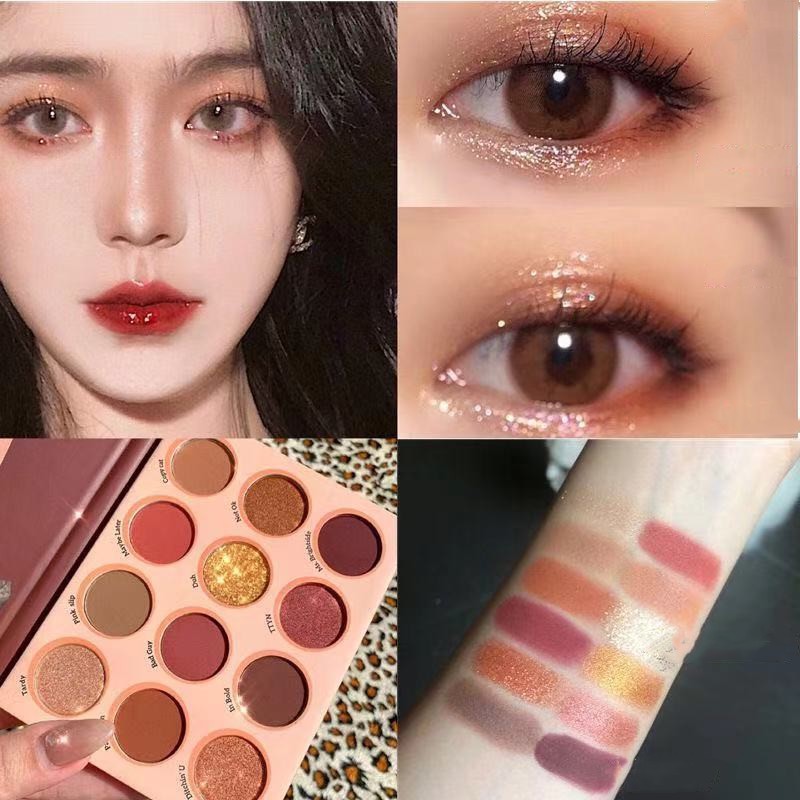 Bảng phấn mắt GUICAMI 12 màu lì/ngọc trai trang điểm xinh xắn