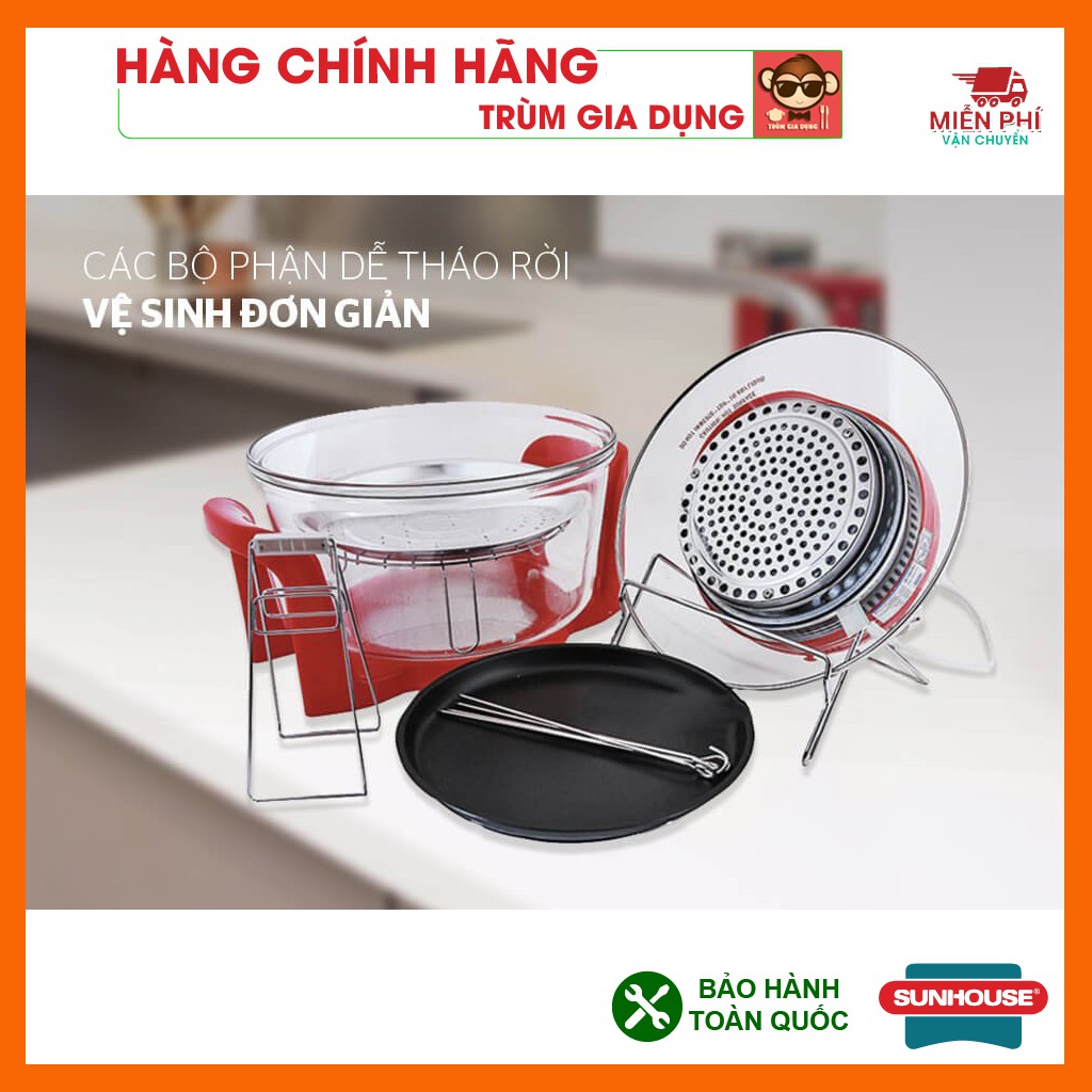 Lò nướng thủy tinh sunhouse SH416, Lò nướng điện Sunhouse 12L màu đỏ SH416.