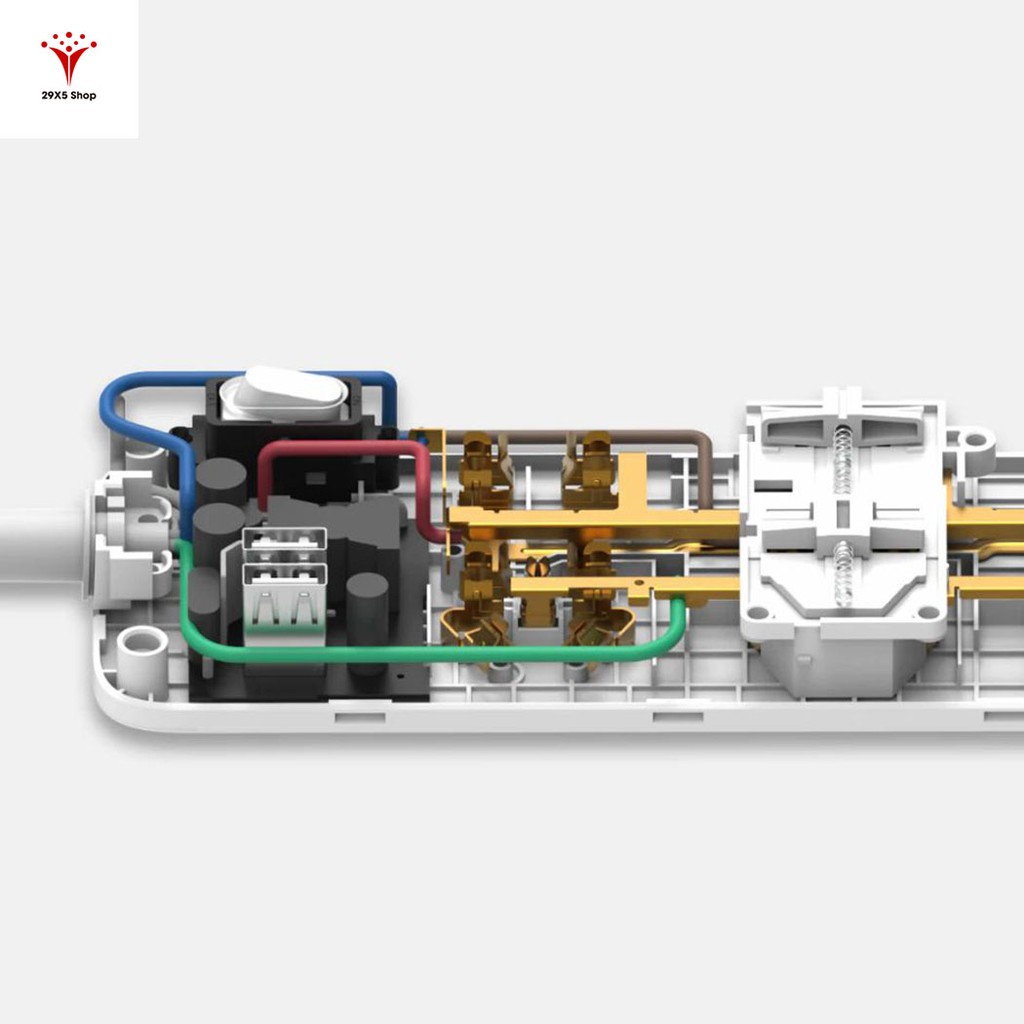 Ổ cắm điện Zmi CX05 6 cổng AC 2 cổng USB sạc nhanh tối đa 18W dài 1.8m - Tặng kèm đầu chuyển 2 chân cắm-Bảo hành 6 tháng