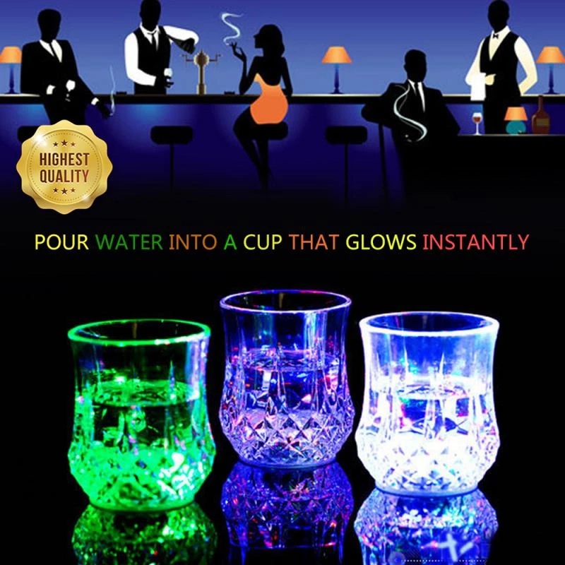 Ly Uống Rượu/Bia Bằng Thủy Tinh Trong Suốt Có Đèn LED Phát Sáng Độc Đáo