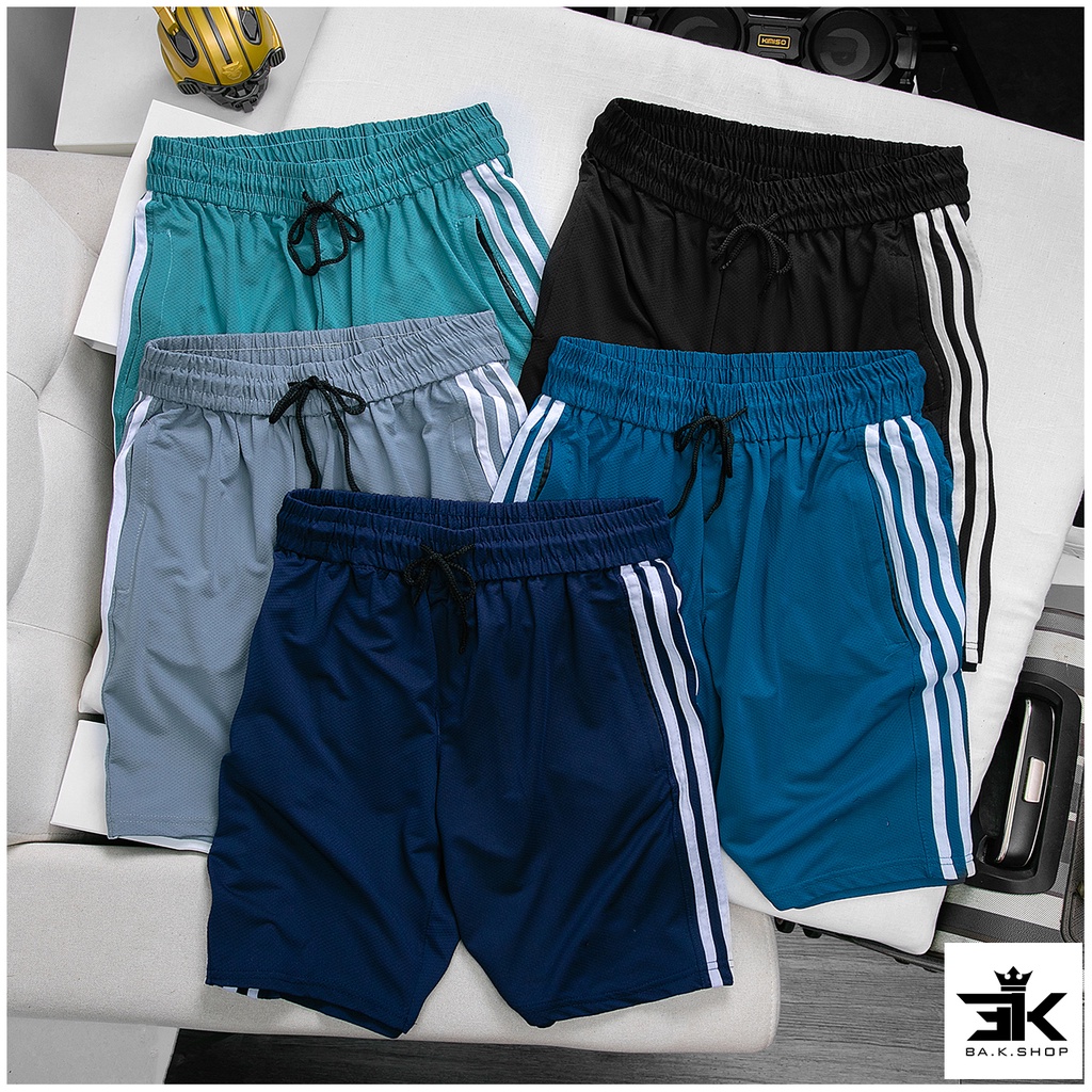 Quần thể thao nam ,quần đùi nam chất liệu kim cương thoáng mát phối kẻ 3 sọc cực đẹp  cho mùa hè