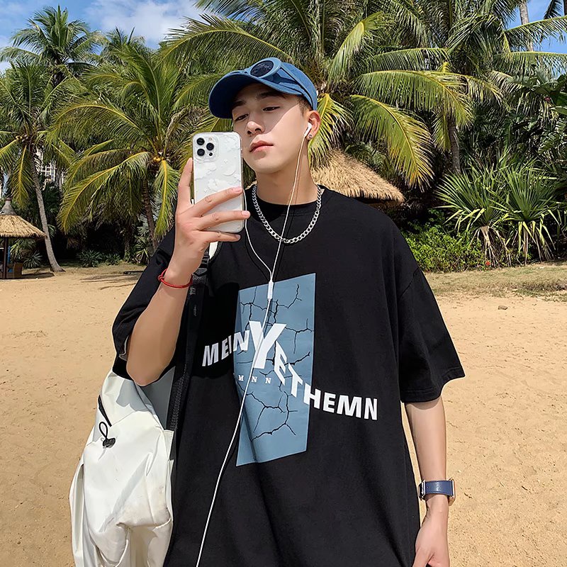 Áo Thun Dáng Rộng In Chữ Phong Cách Hip Hop Đường Phố Nhật Bản Thời Trang Mùa Hè Cho Nam Cỡ Lớn M-8XL