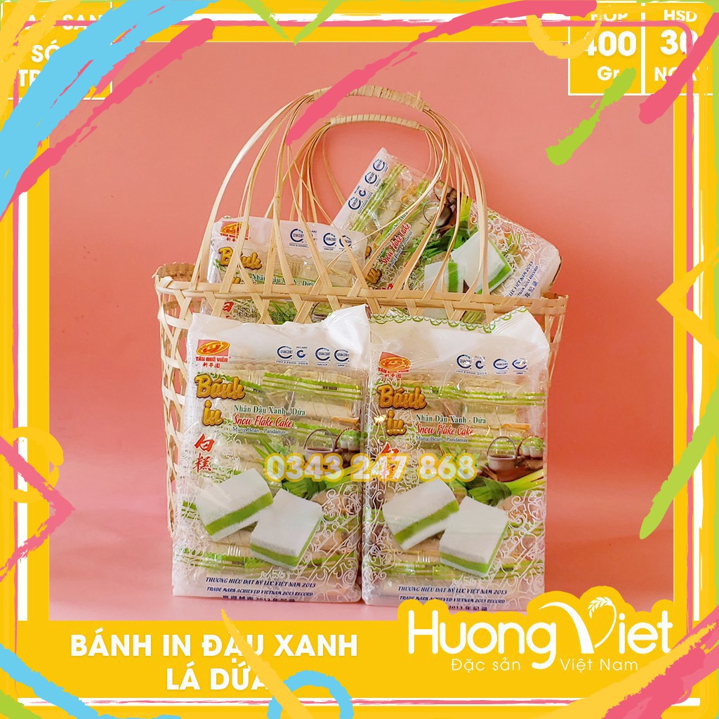 QGV JFHD Bánh in đậu xanh lá dứa Tân Huê Viên túi 10 bánh 25