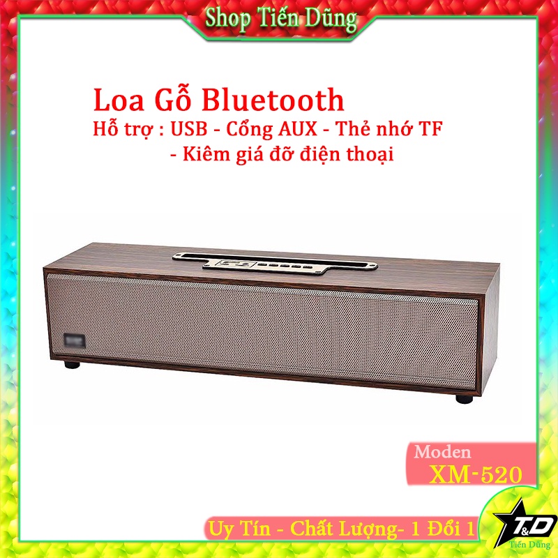 Loa Gỗ Bluetooth XM-520 Hỗ Trợ USB - Thẻ Nhớ TF - Giá Đỡ Điện Thoại - V5.0 - Cổng AUX 3.5