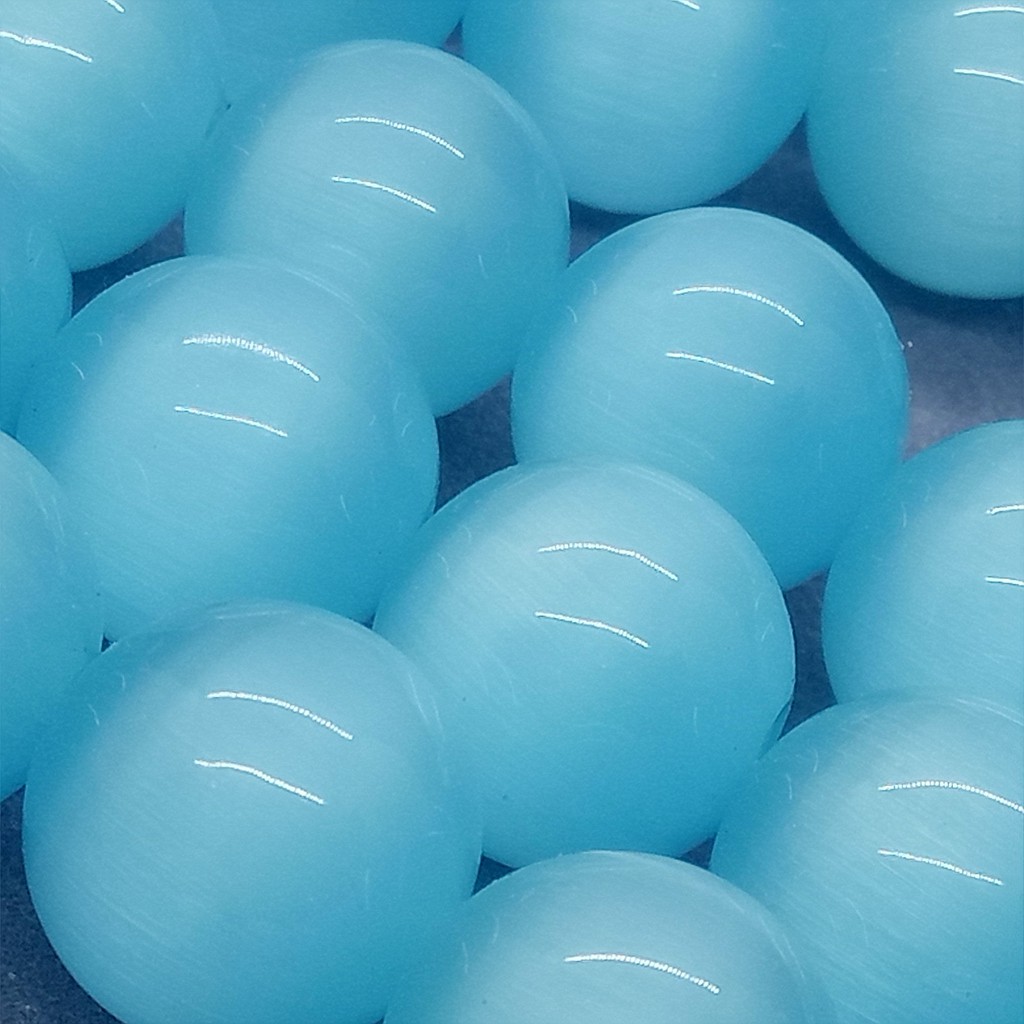 Hạt mắt mèo xanh 4-12mm Dây tự nhiên Opal lỏng lẻo DIY để làm vòng tay