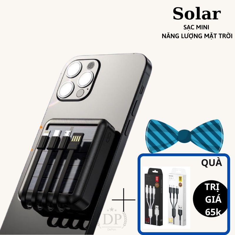 {BẤM CHỌN QUÀ}Sạc Dự Phòng Mini Sạc Năng Lượng Mặt Trời Solar Pin Sạc Dự Phòng 200000mah Pin Nhỏ Gọn