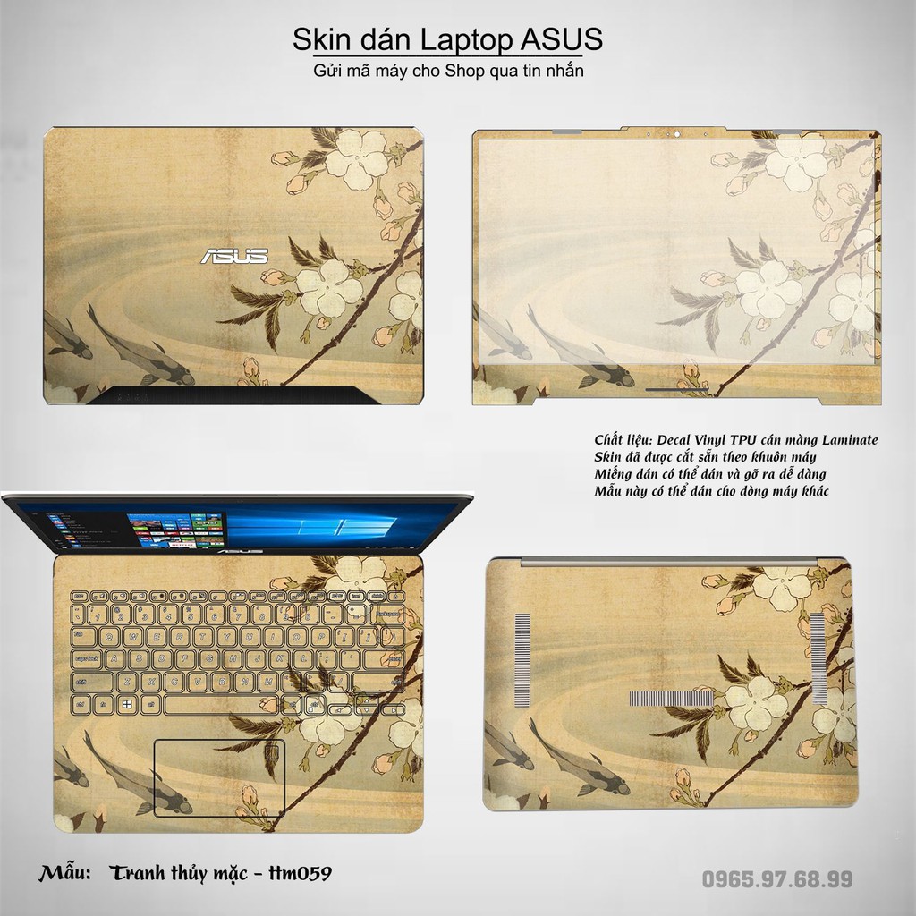 Skin dán Laptop Asus in hình Tranh thủy mặc nhiều mẫu 3 (inbox mã máy cho Shop)