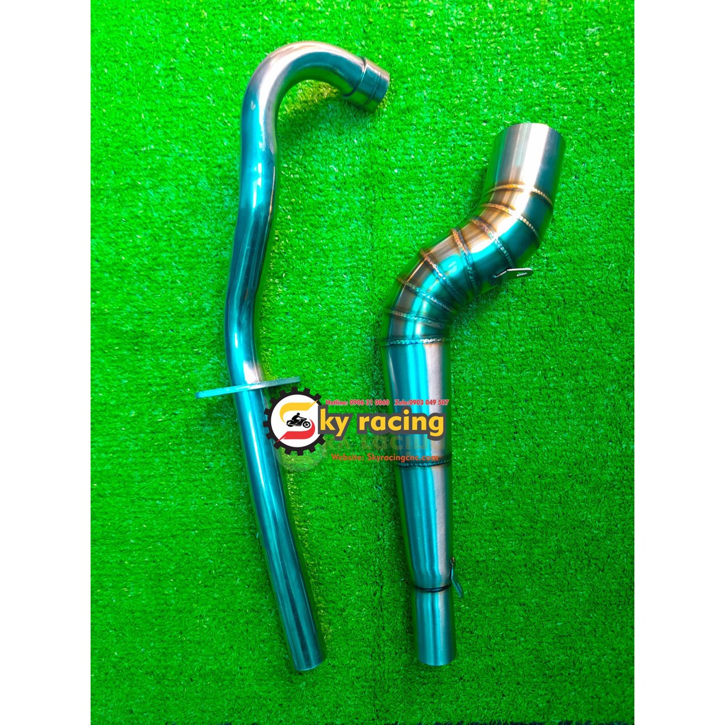 Cổ lon 2 khúc inox 100% gắn pô tăng cho xe Fu Neo, Neo X (khúc đá cao)
