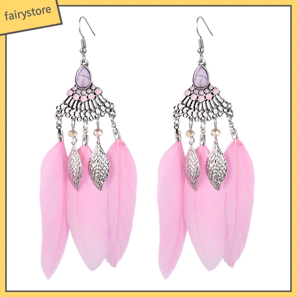 1 Đôi Bông Tai Lông Vũ Thời Trang Nữ Tính