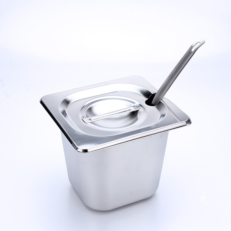 Combo 5 Khay Inox Đựng Thạch Topping Đựng Thực Phẩm Vuông GN 1/6 (Có Nắp)