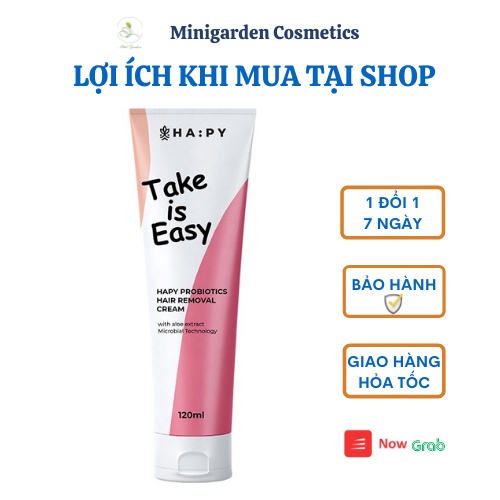 Kem tẩy lông Mini Garden vi sinh Hapy Probiotics Hair Removal Cream loại bỏ thu nhỏ lỗ chân lông120ml PV1022