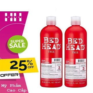 Cặp dầu gội xả tigi bed head 750ml