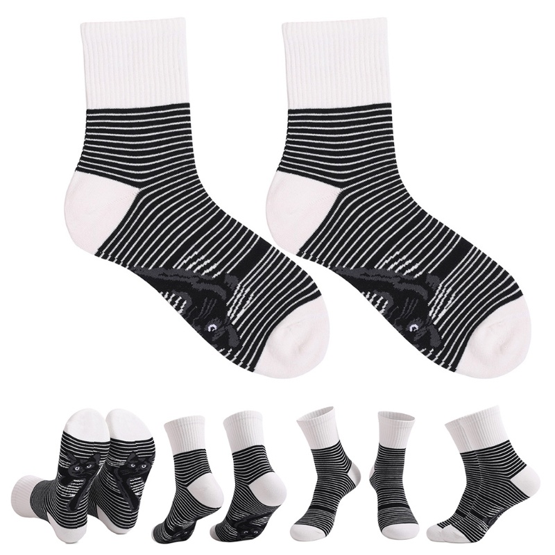 Xiangbao Vớ Cổ Vừa Kẻ Sọc Trắng Đen Hình Mèo Hoạt Hình Vui Nhộn Đáng Yêu Vui Nhộn Cho Nam Và Nữ