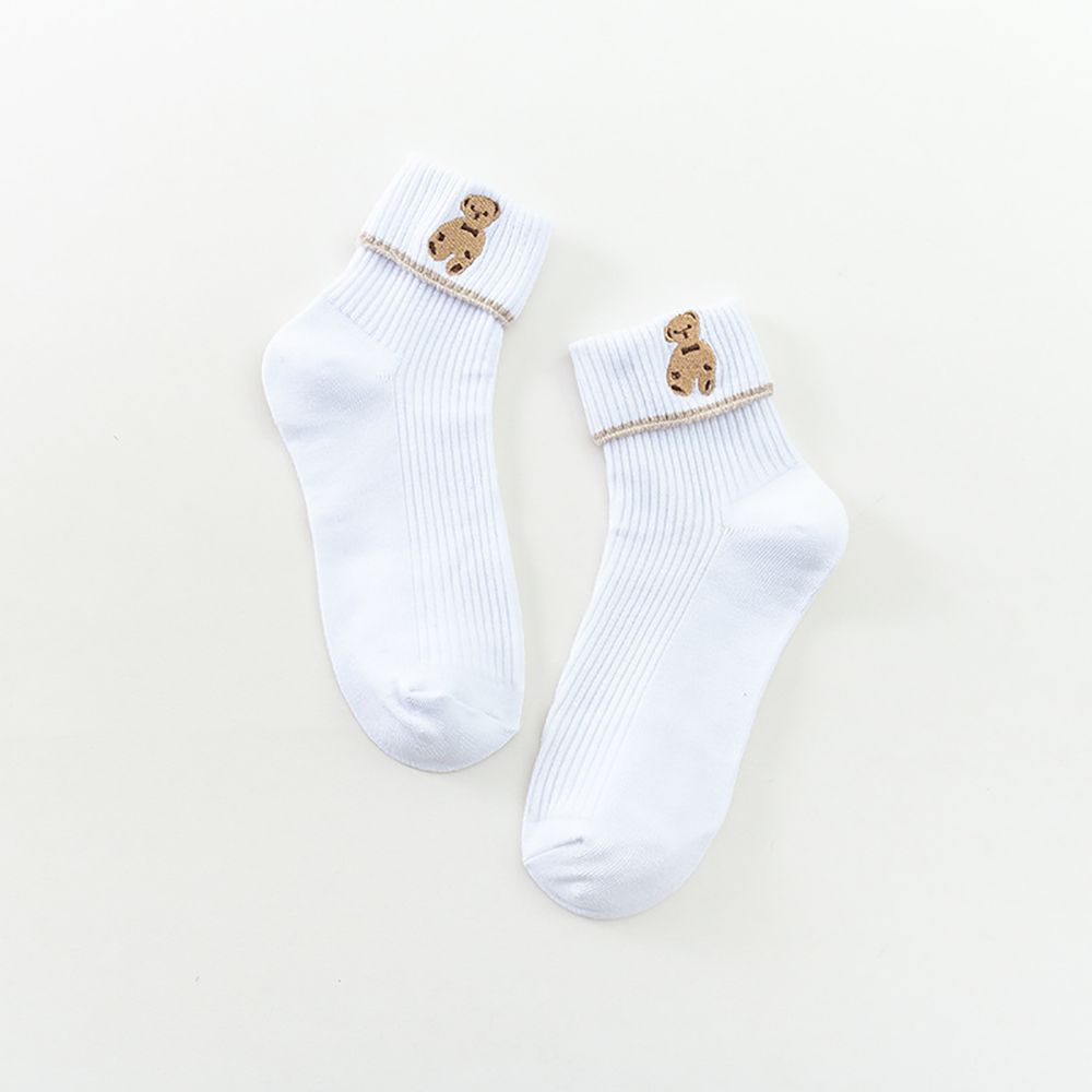 Vớ cotton thoáng khí họa tiết gấu hoạt hình dễ thương dành cho nữ