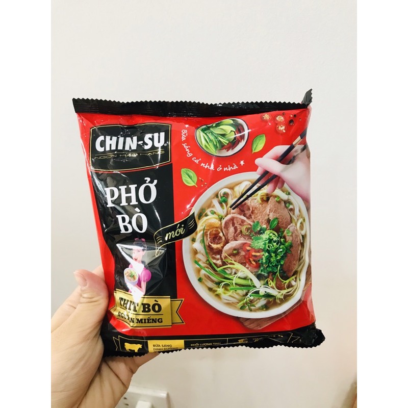 Phở bò Chinsu thịt thật nguyên miếng date mới