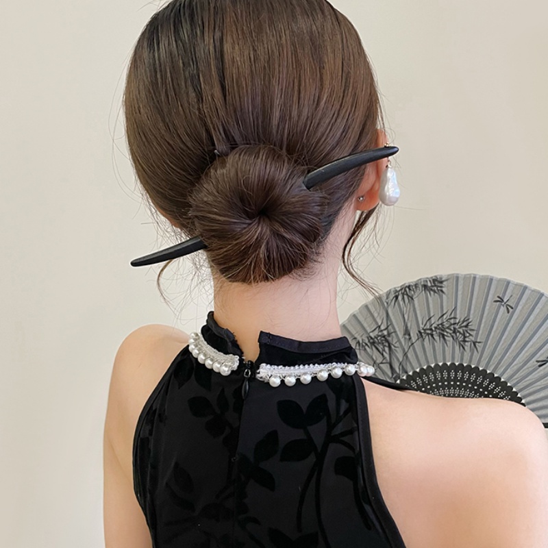 Kẹp Tóc Đơn Giản Màu Đen Phong Cách Retro