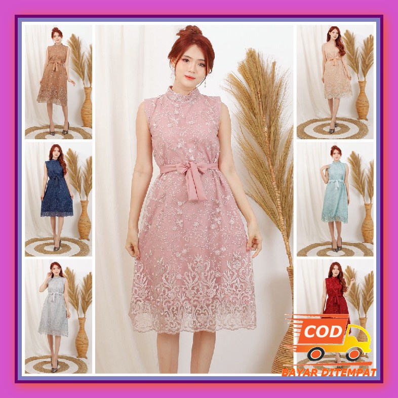 Thiệp Mời Đầm Maxi Ngắn Bruklat Dres Đầm / Đầm Dự Tiệc / Giáng Sinh Hàn Quốc Cho Phụ Nữ Tuổi Teen (Realpict)