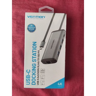 Thiết bị kết nối Vention (8 trong 1) chuyển đổi USB Type C sang 4K HDMI, cổng RJ45, cổng sạc PD, 3 USB 3.0, thẻ TF/SD