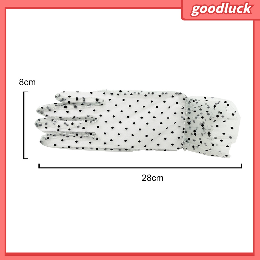 1 Đôi Găng Tay Lưới Vải Tuyn Trong Suốt Họa Tiết Chấm Bi