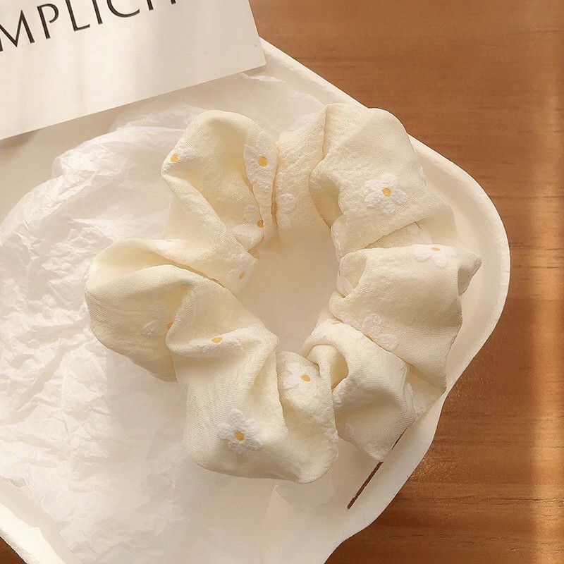 Dây buộc tóc scrunchies hoa nhí hoạ tiết xinh xắn