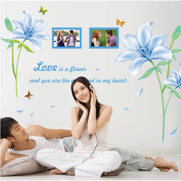 Decal dán tường Hoa ly xanh