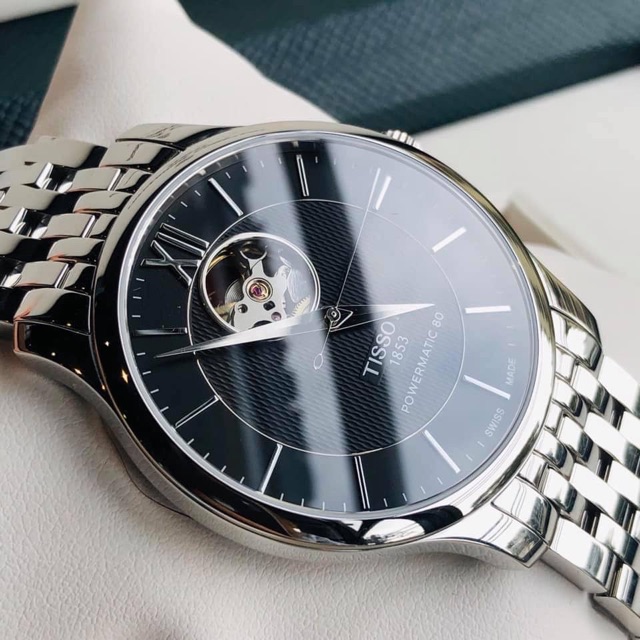 Đồng hồ nam Tissot 1853 Open Heart T063.907.11.058.00 40mm, máy cơ Automatic, lộ cơ góc 12h, kính Sapphire