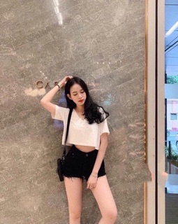 Áo crotop cổ tim croptop chất giấy siêu mát