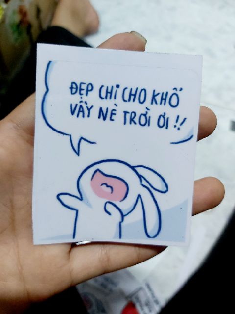 Tem Sticker Thỏ 7 Màu, Đậu Đỏ Cute Dán Điện Thoại, Xe