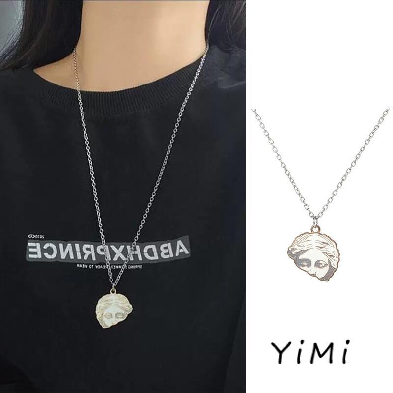 Vòng cổ Choker Bằng Hợp Kim Mặt Tượng Đầu Người Phong Cách Vintage Thời Trang Cho Cặp Đôi